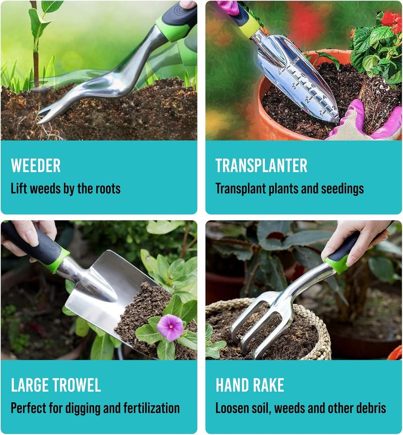 Craft911 GROWIT Heavy Duty Gardening Tools - 22-Piece Gardening Gifts for Women, Men, Mom, Dad - Durable, Ergonomic Garden Tools Set - Image 3